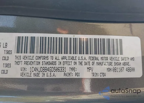 2016 Jeep Compass Sport z USA, uszkodzony, nr VIN 1C4NJDBB4GD506331
